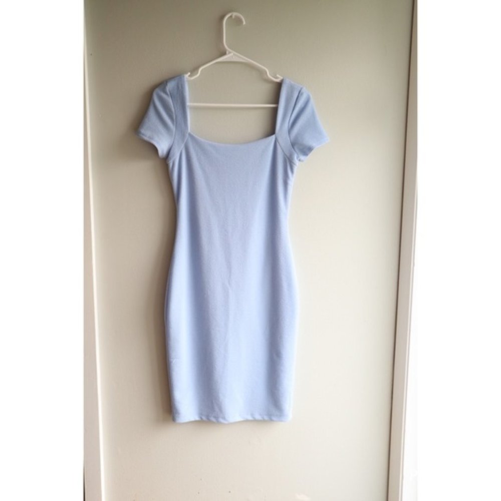 Lulu's Baby Blue Square Neck Bodycon Dress Small